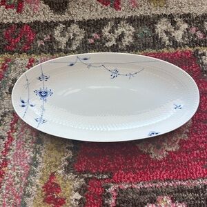 Royal Copenhagen Blue Palmette Dish White and Blue Oval Serving Dish